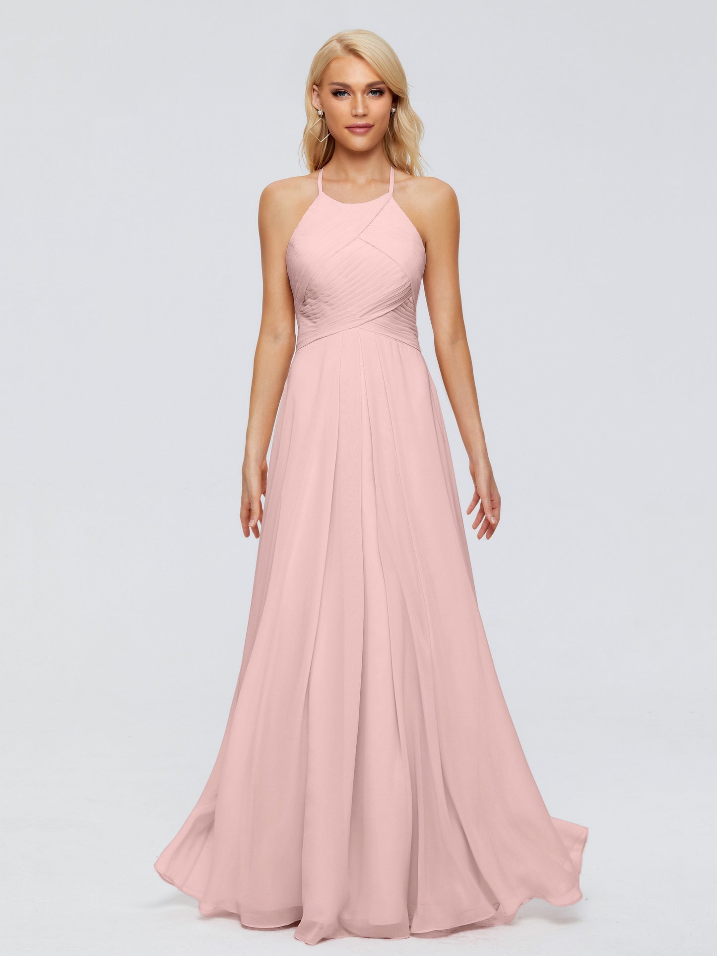 Finley A-line Halter Chiffon Bridesmaid Dresses