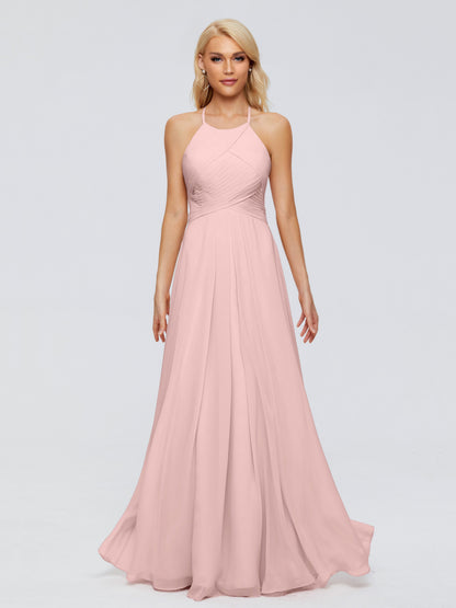 Finley A-line Halter Chiffon Bridesmaid Dresses