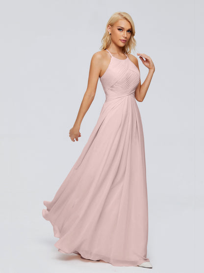 Finley A-line Halter Chiffon Bridesmaid Dresses