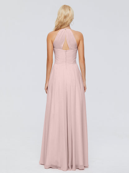 Finley A-line Halter Chiffon Bridesmaid Dresses