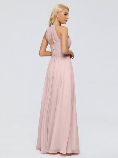 Finley A-line Halter Chiffon Bridesmaid Dresses