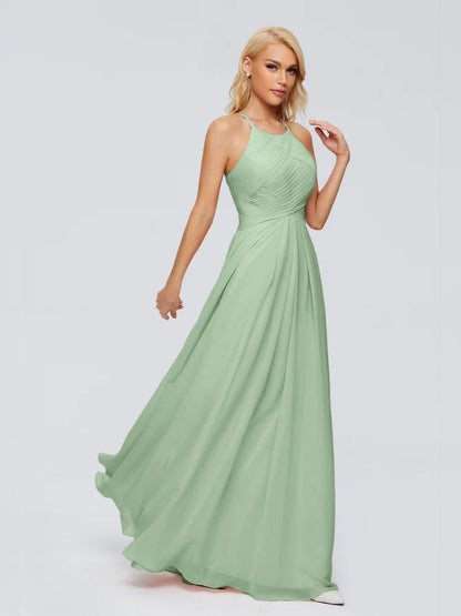 Finley A-line Halter Chiffon Bridesmaid Dresses