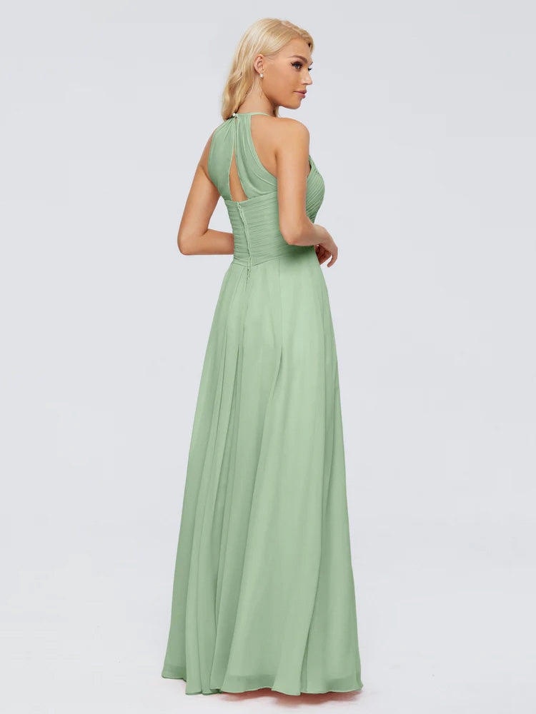 Finley A-line Halter Chiffon Bridesmaid Dresses