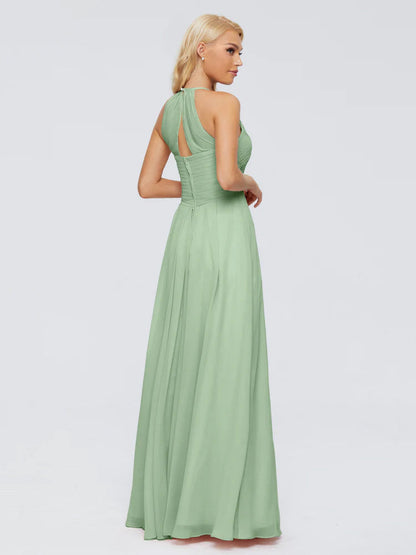 Finley A-line Halter Chiffon Bridesmaid Dresses