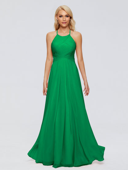 Finley A-line Halter Chiffon Bridesmaid Dresses
