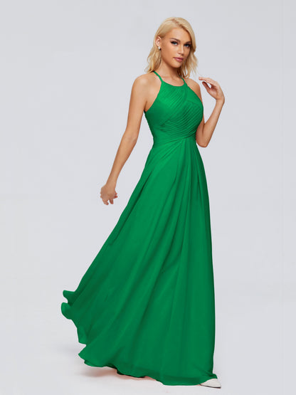 Finley A-line Halter Chiffon Bridesmaid Dresses