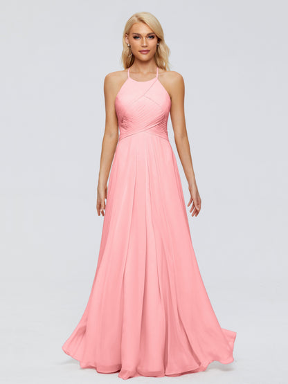 Finley A-line Halter Chiffon Bridesmaid Dresses