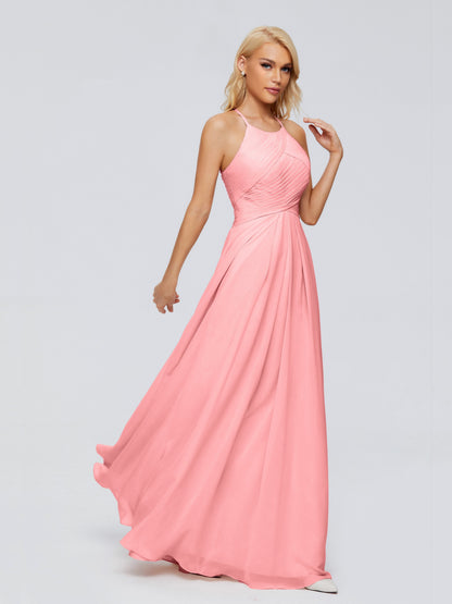 Finley A-line Halter Chiffon Bridesmaid Dresses