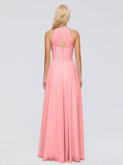 Finley A-line Halter Chiffon Bridesmaid Dresses