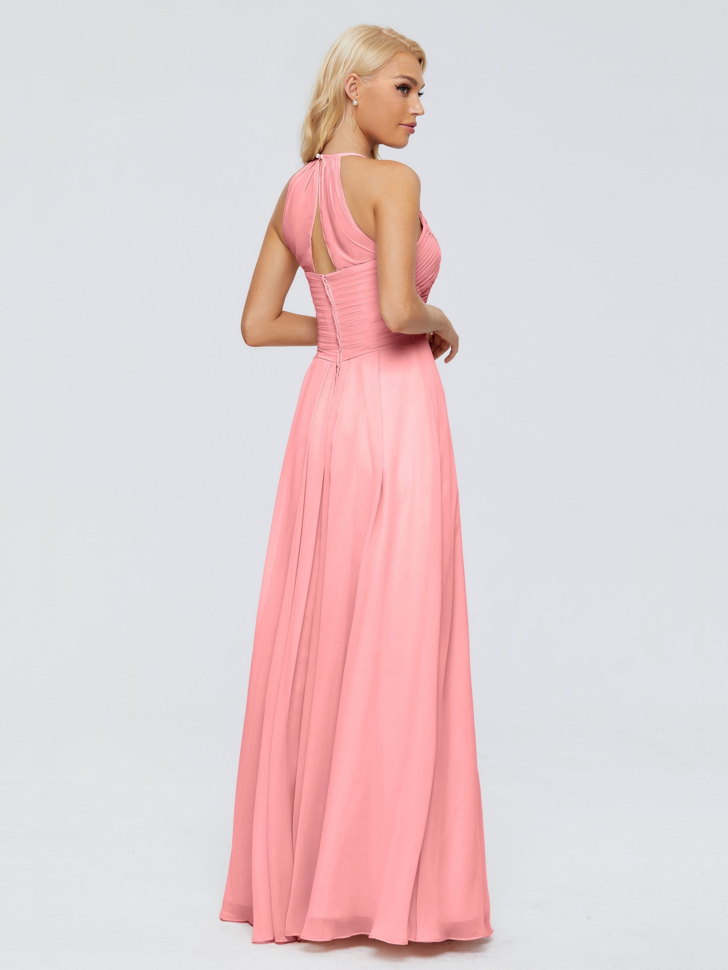 Finley A-line Halter Chiffon Bridesmaid Dresses