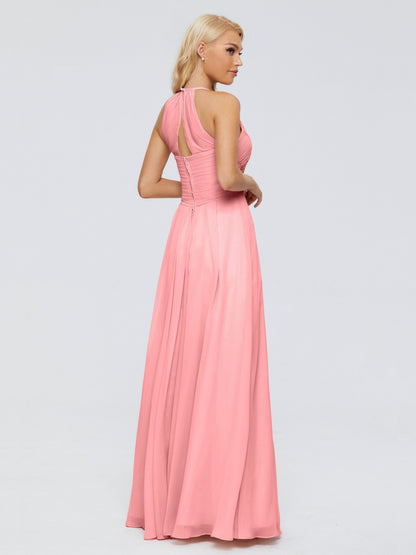 Finley A-line Halter Chiffon Bridesmaid Dresses