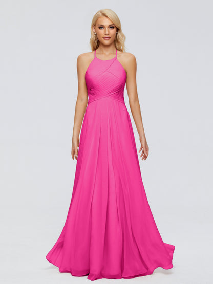 Finley A-line Halter Chiffon Bridesmaid Dresses