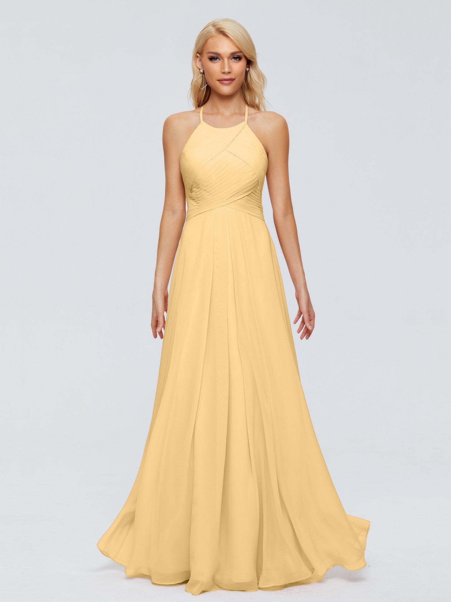 Finley A-line Halter Chiffon Bridesmaid Dresses