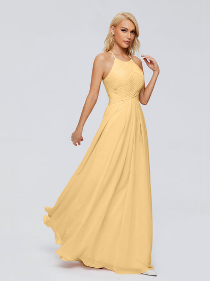 Finley A-line Halter Chiffon Bridesmaid Dresses