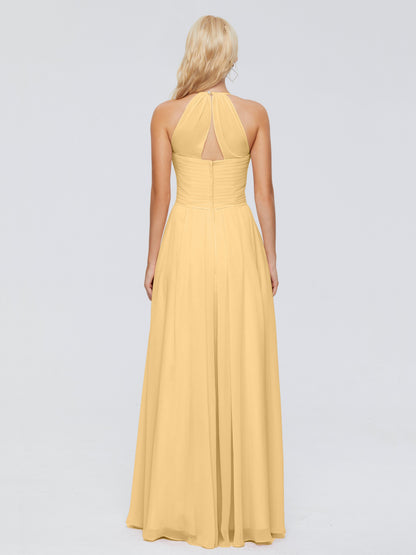 Finley A-line Halter Chiffon Bridesmaid Dresses