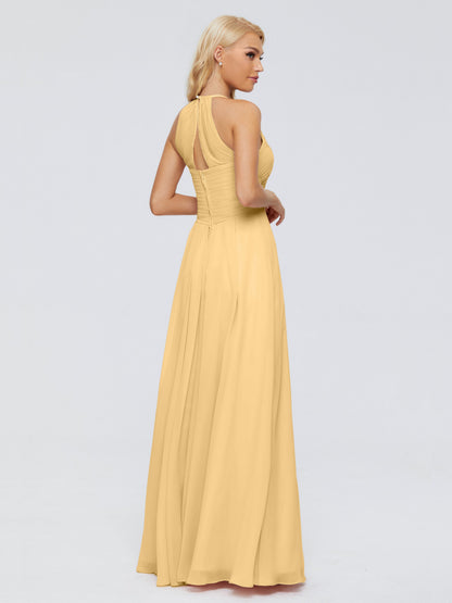 Finley A-line Halter Chiffon Bridesmaid Dresses