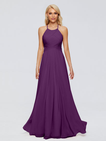 Finley A-line Halter Chiffon Bridesmaid Dresses