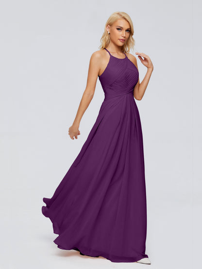 Finley A-line Halter Chiffon Bridesmaid Dresses
