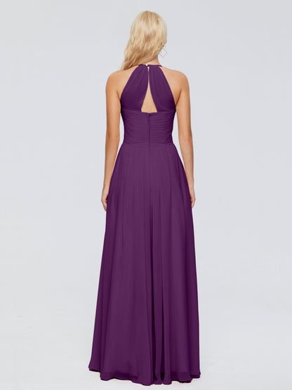 Finley A-line Halter Chiffon Bridesmaid Dresses