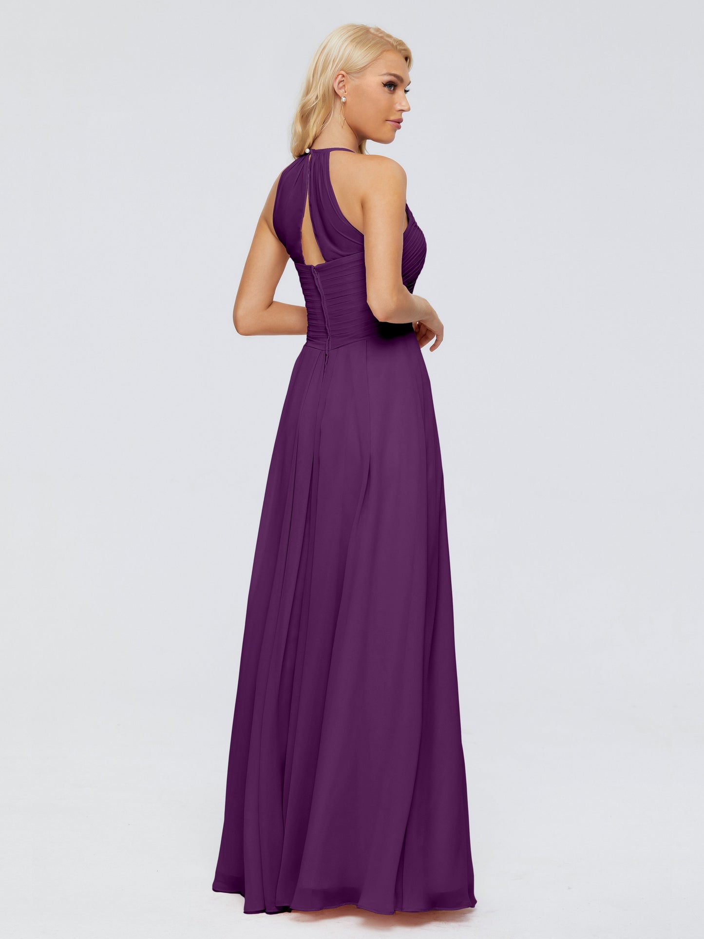 Finley A-line Halter Chiffon Bridesmaid Dresses