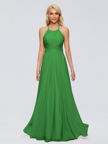 Finley A-line Halter Chiffon Bridesmaid Dresses