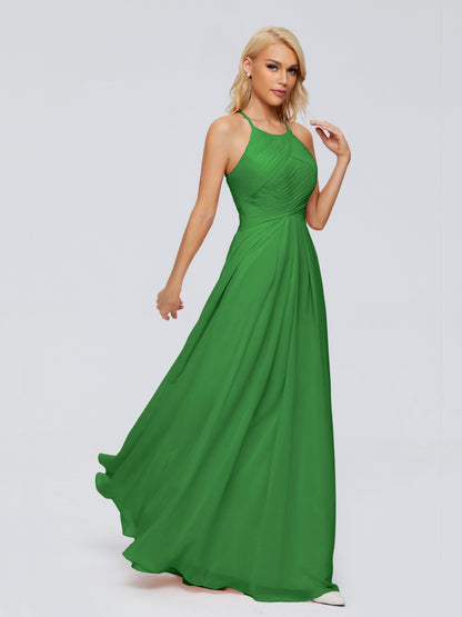 Finley A-line Halter Chiffon Bridesmaid Dresses