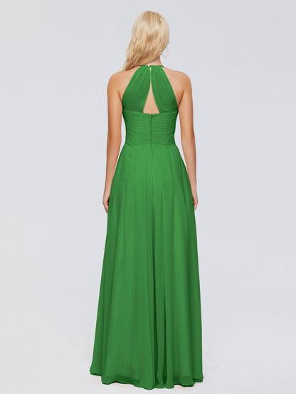 Finley A-line Halter Chiffon Bridesmaid Dresses