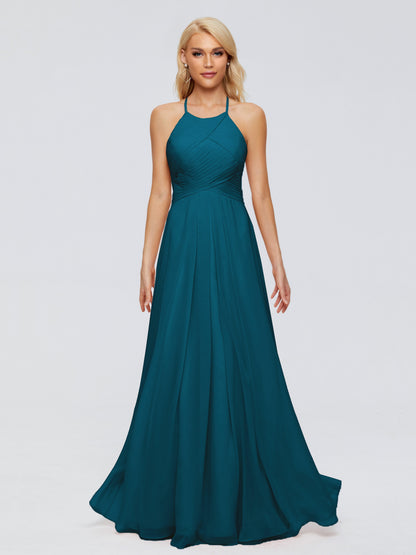 Finley A-line Halter Chiffon Bridesmaid Dresses