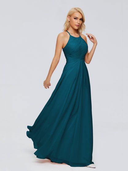 Finley A-line Halter Chiffon Bridesmaid Dresses