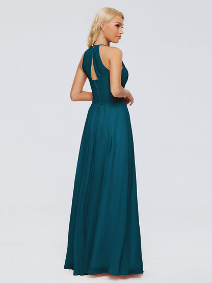 Finley A-line Halter Chiffon Bridesmaid Dresses