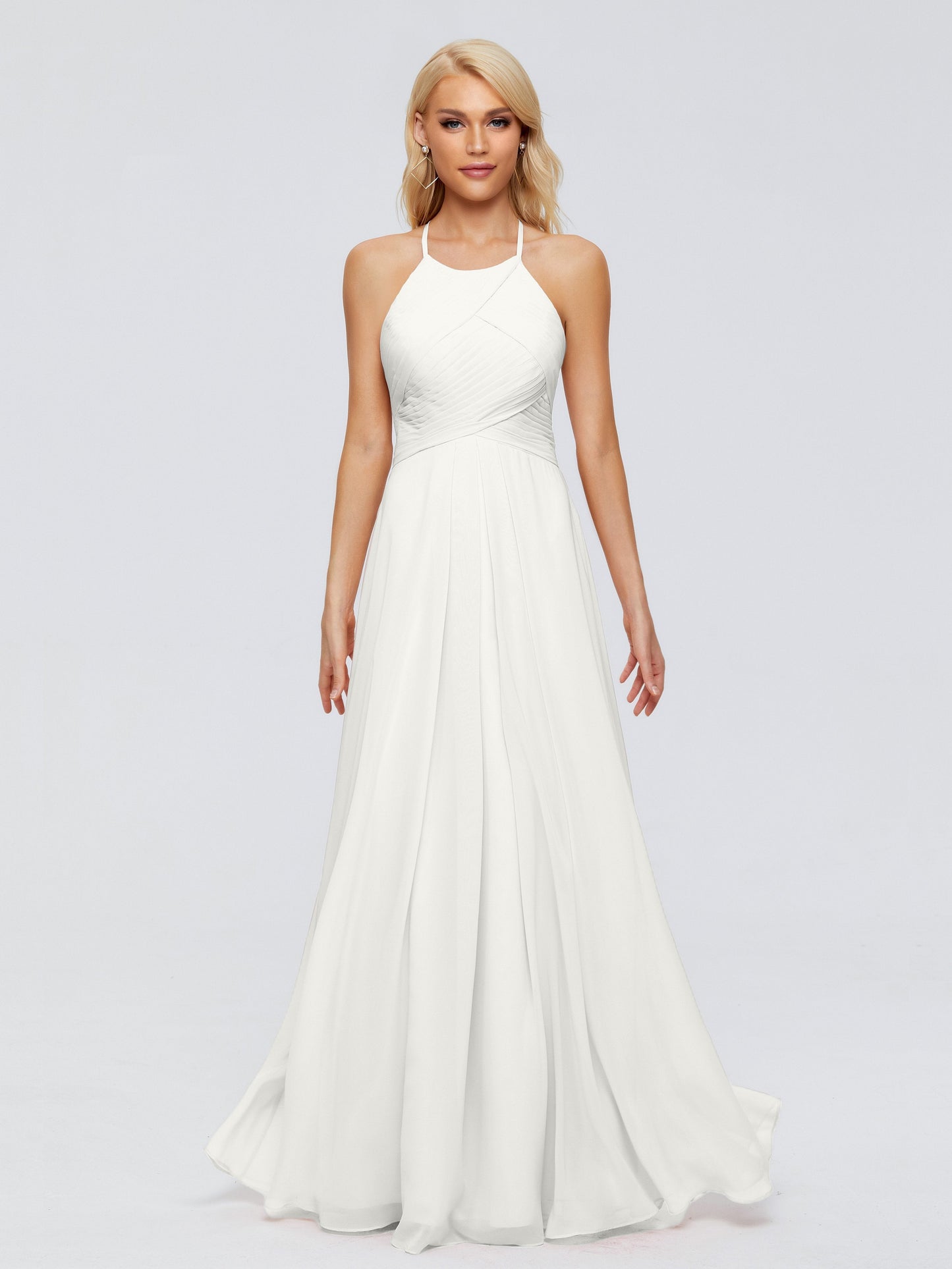 Finley A-line Halter Chiffon Bridesmaid Dresses