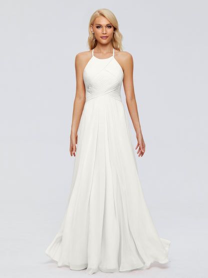 Finley A-line Halter Chiffon Bridesmaid Dresses