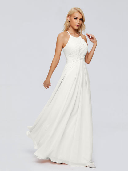 Finley A-line Halter Chiffon Bridesmaid Dresses