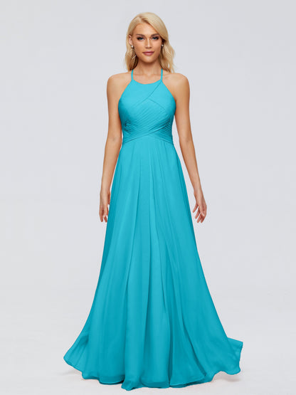 Finley A-line Halter Chiffon Bridesmaid Dresses