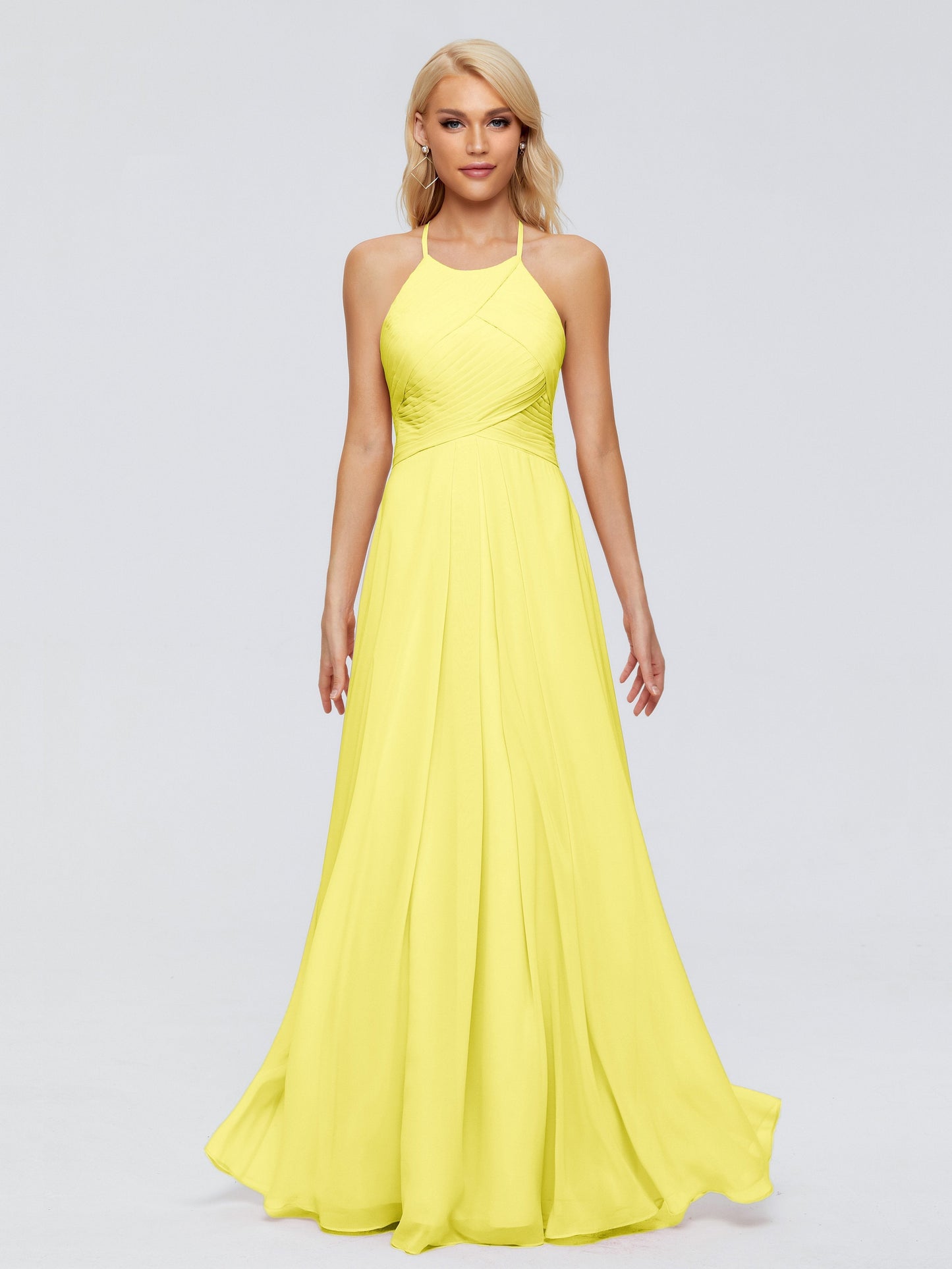 Finley A-line Halter Chiffon Bridesmaid Dresses