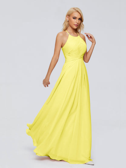 Finley A-line Halter Chiffon Bridesmaid Dresses