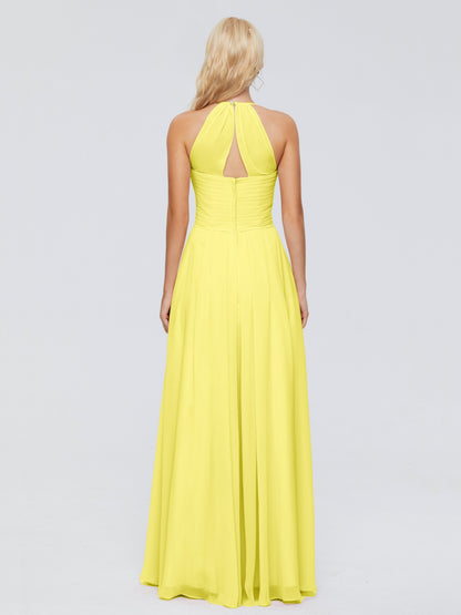Finley A-line Halter Chiffon Bridesmaid Dresses