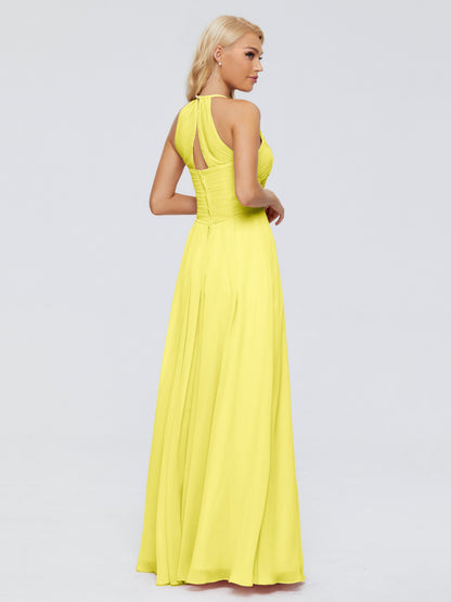 Finley A-line Halter Chiffon Bridesmaid Dresses