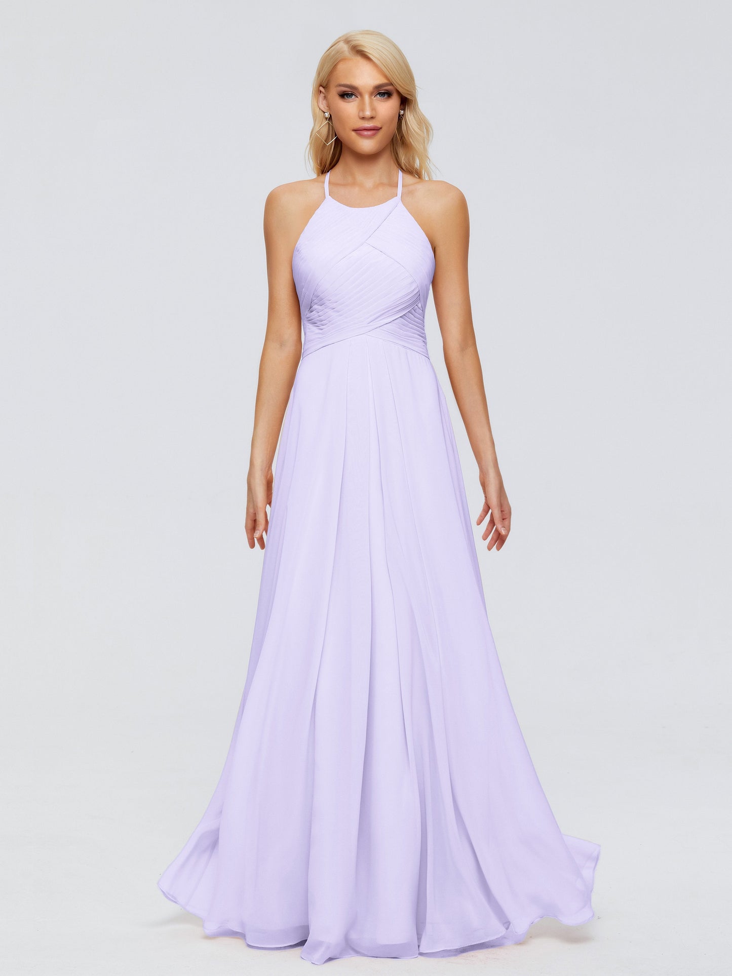 Finley A-line Halter Chiffon Bridesmaid Dresses