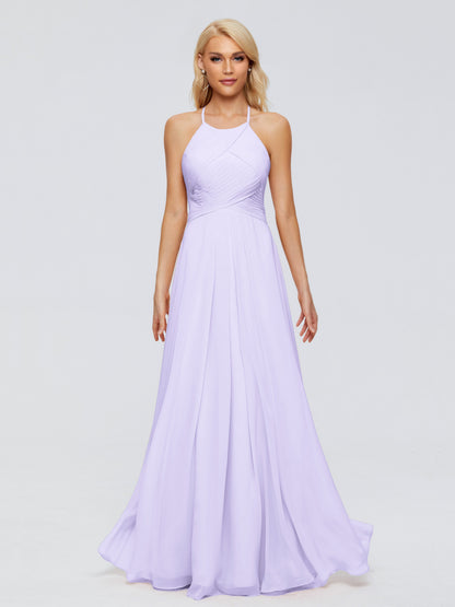 Finley A-line Halter Chiffon Bridesmaid Dresses