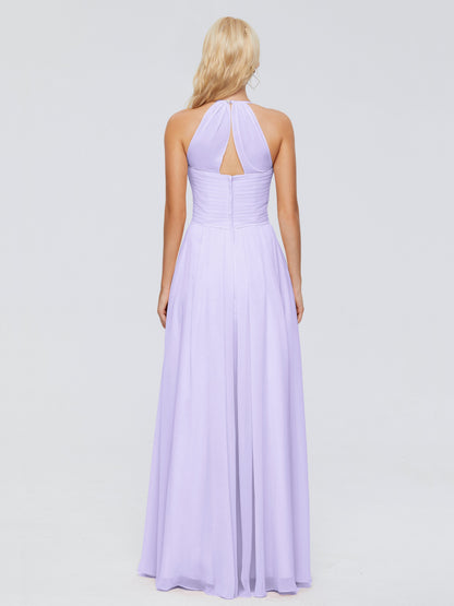 Finley A-line Halter Chiffon Bridesmaid Dresses