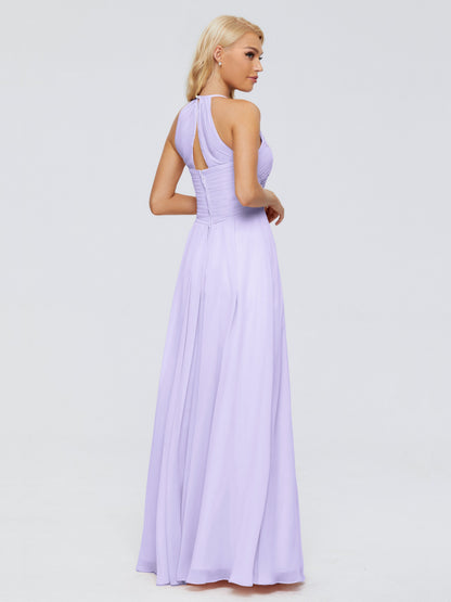 Finley A-line Halter Chiffon Bridesmaid Dresses