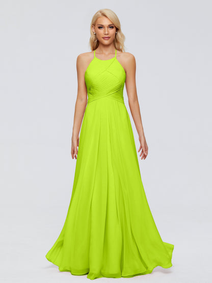 Finley A-line Halter Chiffon Bridesmaid Dresses