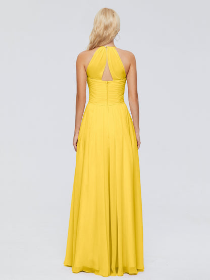 Finley A-line Halter Chiffon Bridesmaid Dresses