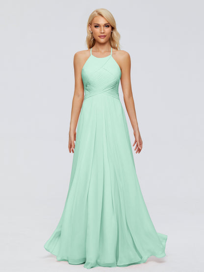 Finley A-line Halter Chiffon Bridesmaid Dresses