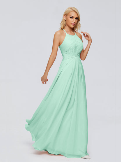 Finley A-line Halter Chiffon Bridesmaid Dresses