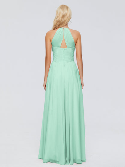 Finley A-line Halter Chiffon Bridesmaid Dresses