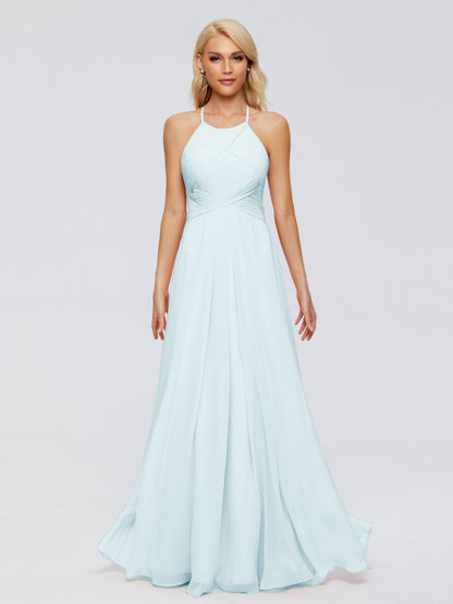 Finley A-line Halter Chiffon Bridesmaid Dresses