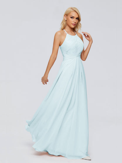 Finley A-line Halter Chiffon Bridesmaid Dresses