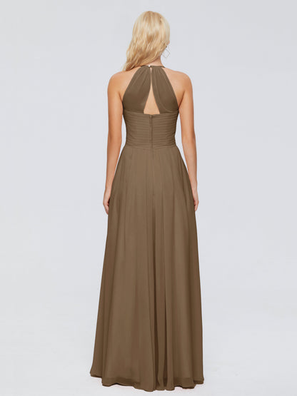 Finley A-line Halter Chiffon Bridesmaid Dresses